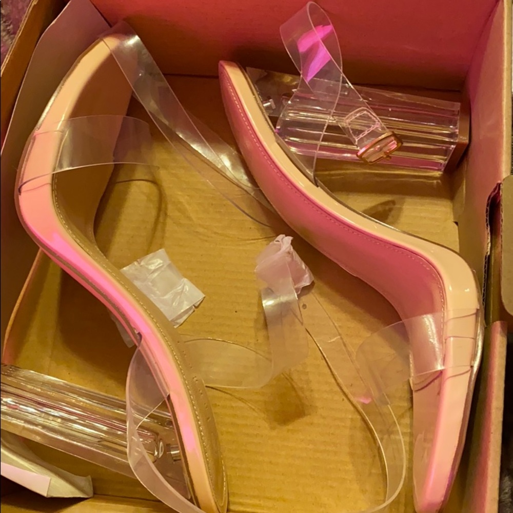 Clear heel sandal